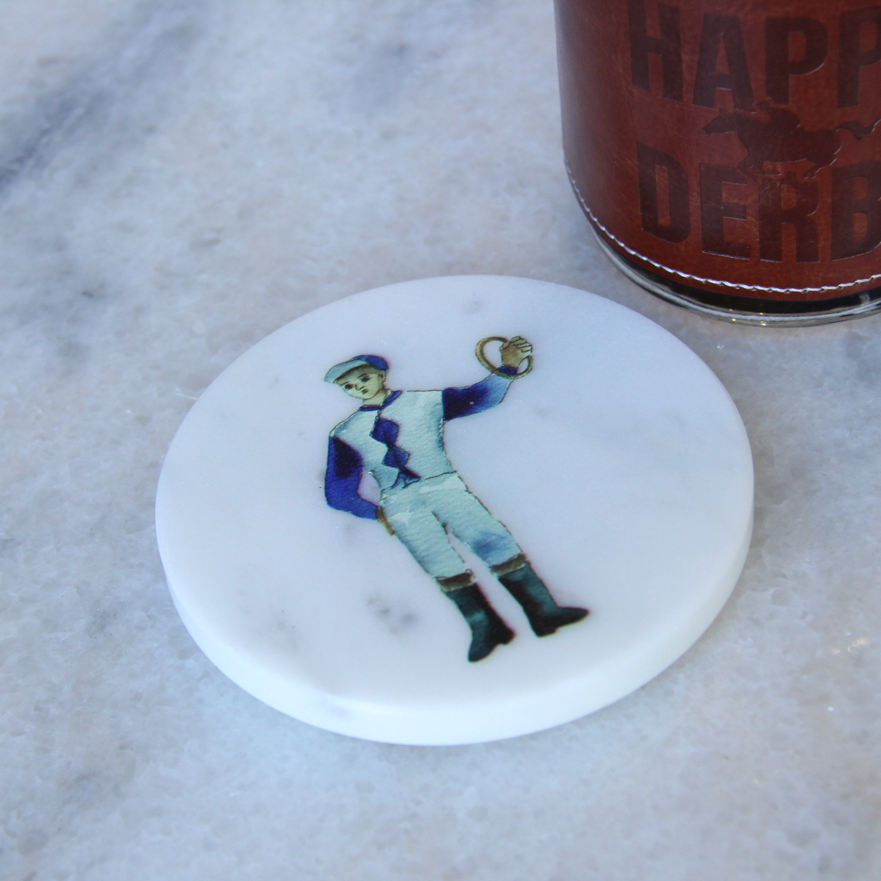 Horse Racing Horse Farm Racing Jockey Marble Coaster - Barrel Down South