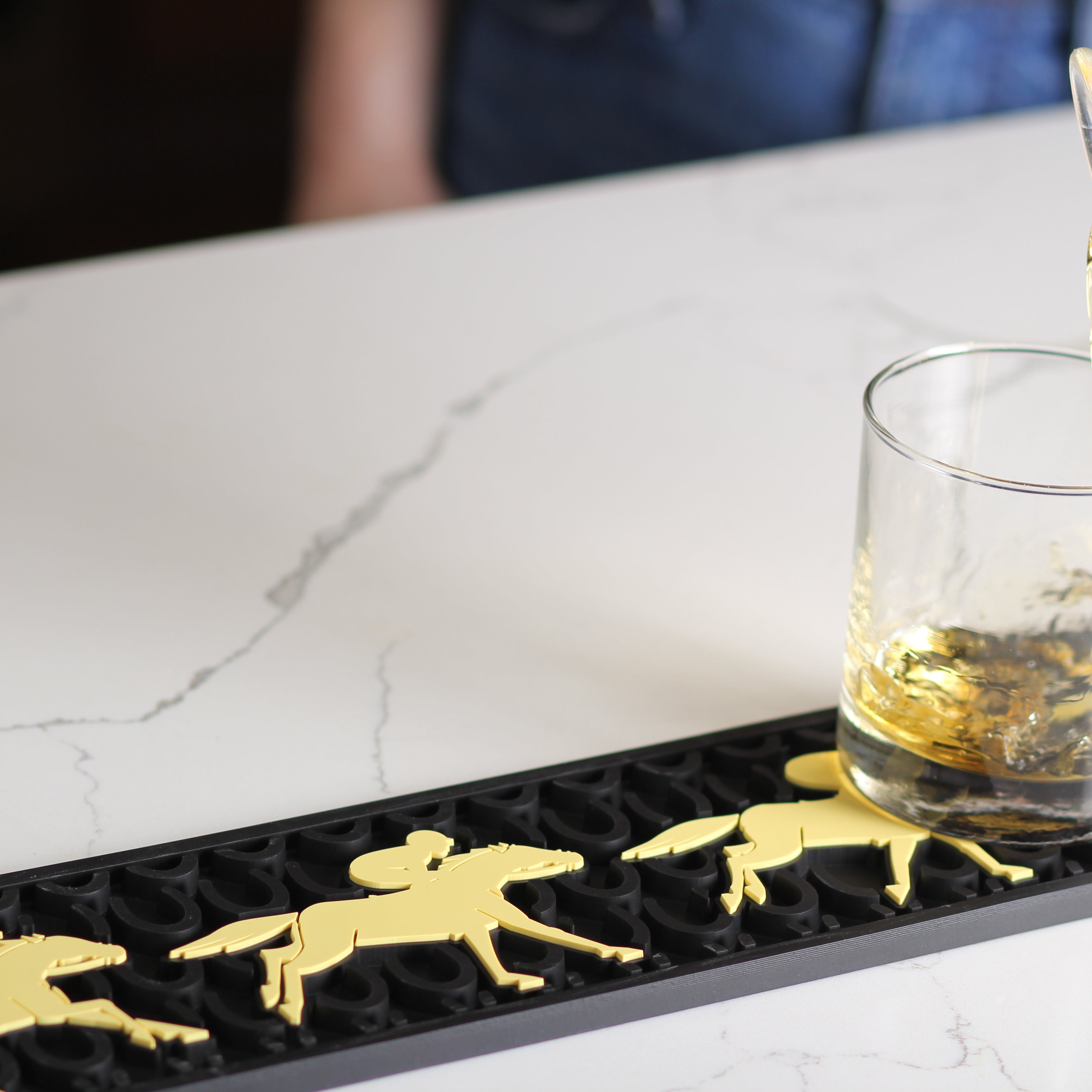 Racing Horses Rubber Bar Mat - Barrel Down South