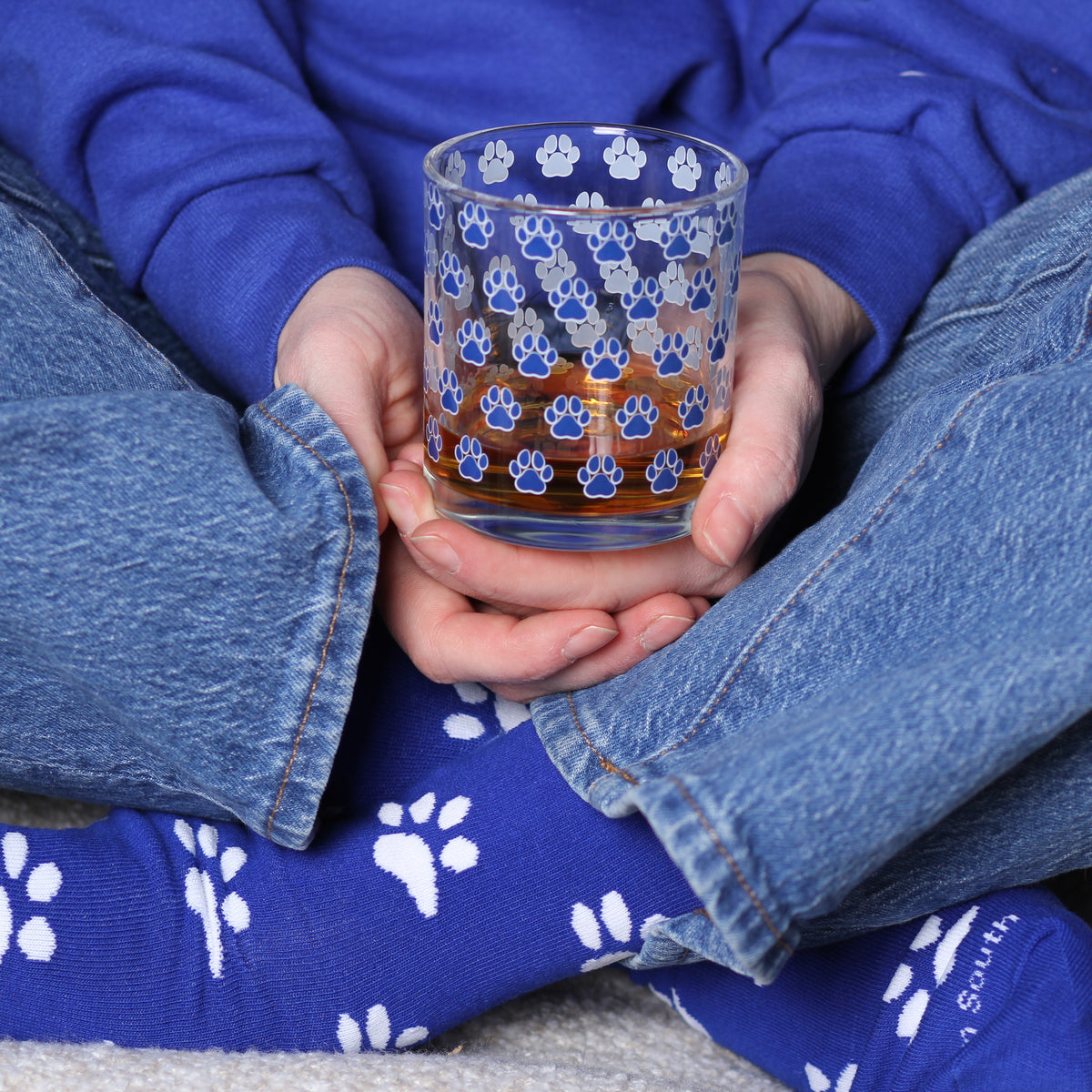 Blue Paw Print Socks - Barrel Down South