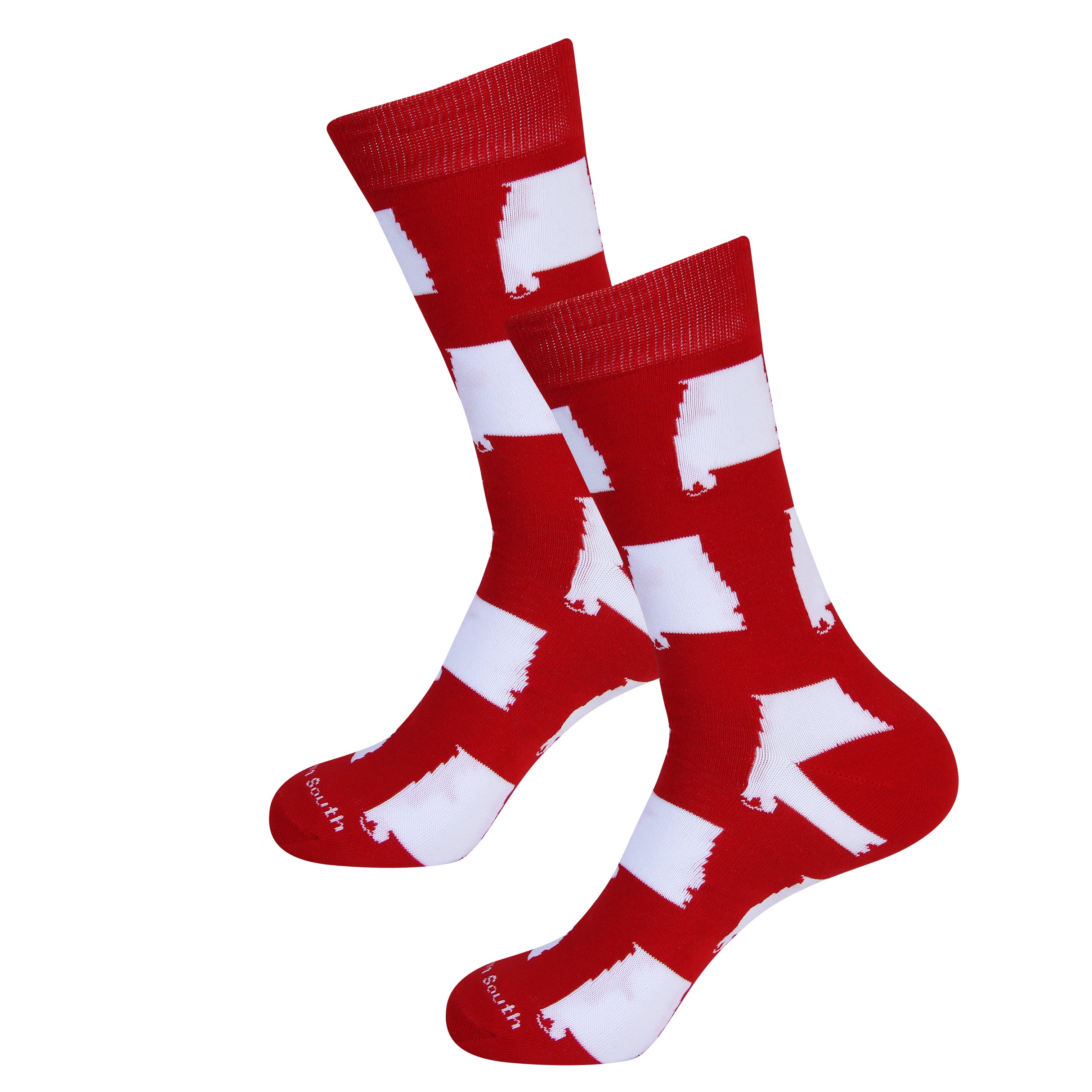 Red/White Alabama Shape Socks - Barrel Down South