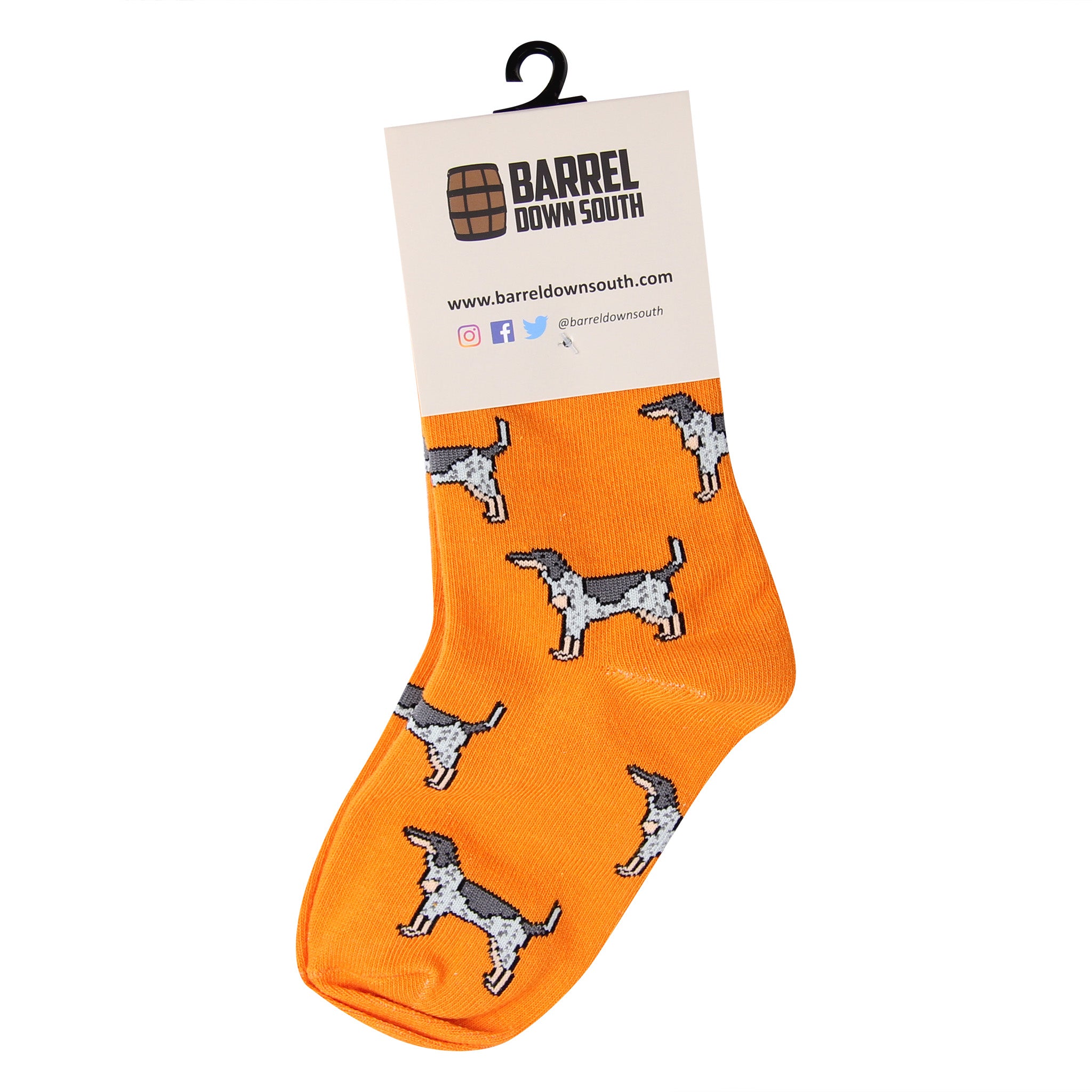 Kids Orange Coonhound Socks - Barrel Down South