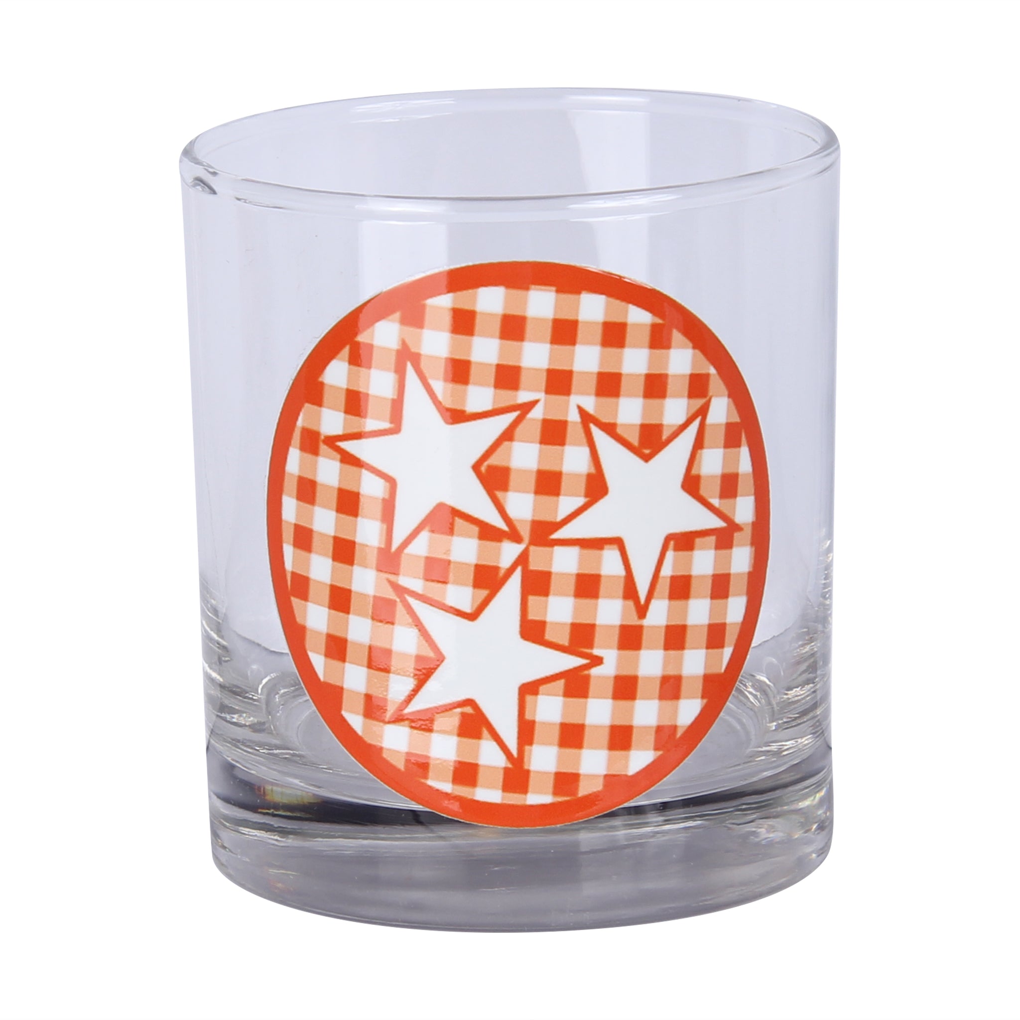 Gingham Tri Star Rocks Glass - Barrel Down South