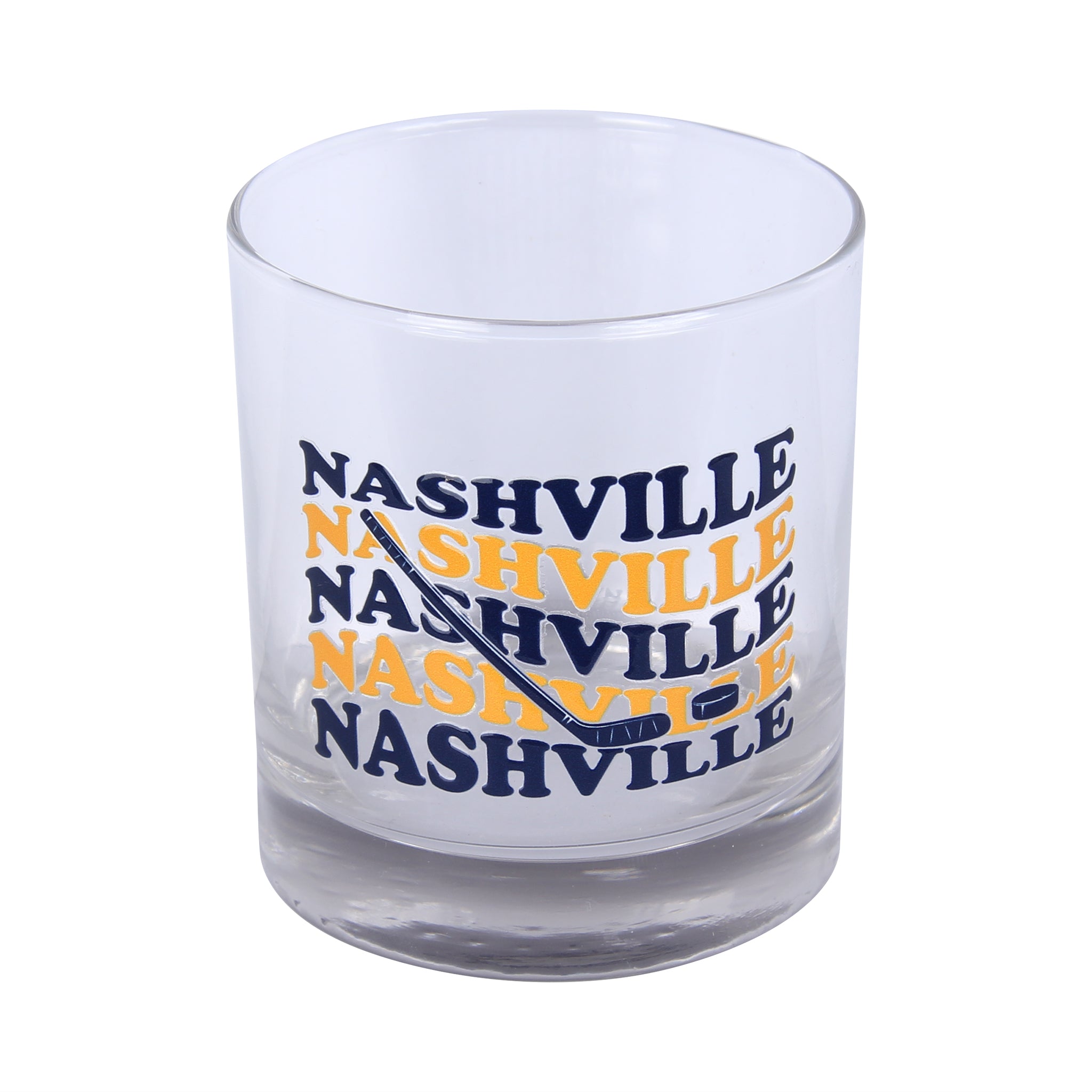 Blue and Gold Hockey Rocks Glass - Barrel Down South