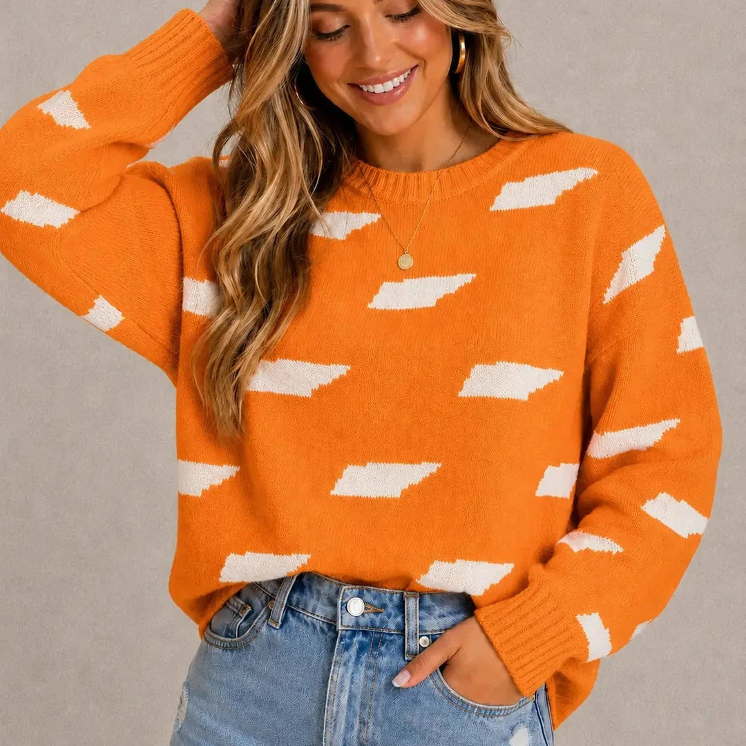 Tennessee Shape Orange Sweater - Barrel Down South
