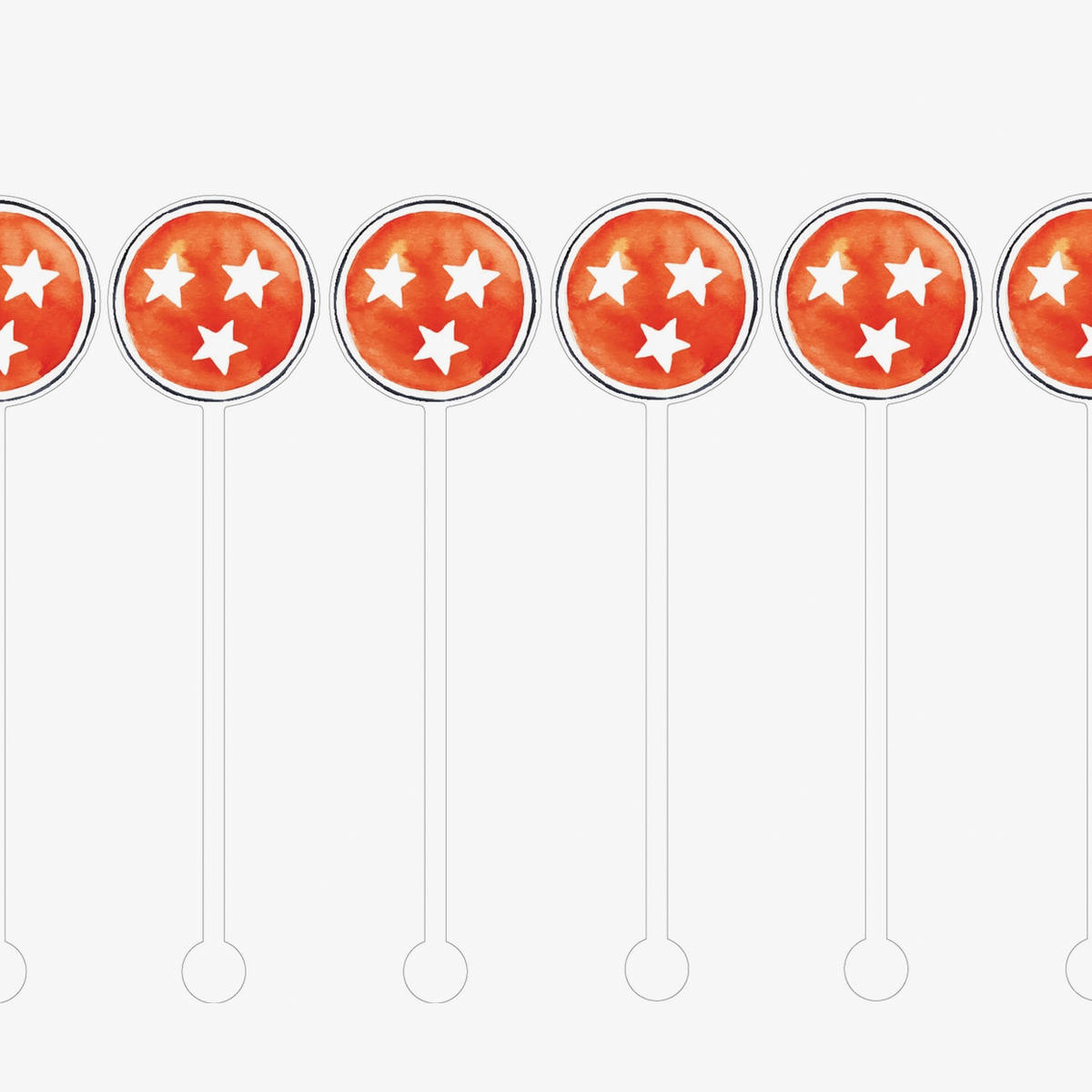 Orange Tri Stars Cocktail Stirrers - Barrel Down South