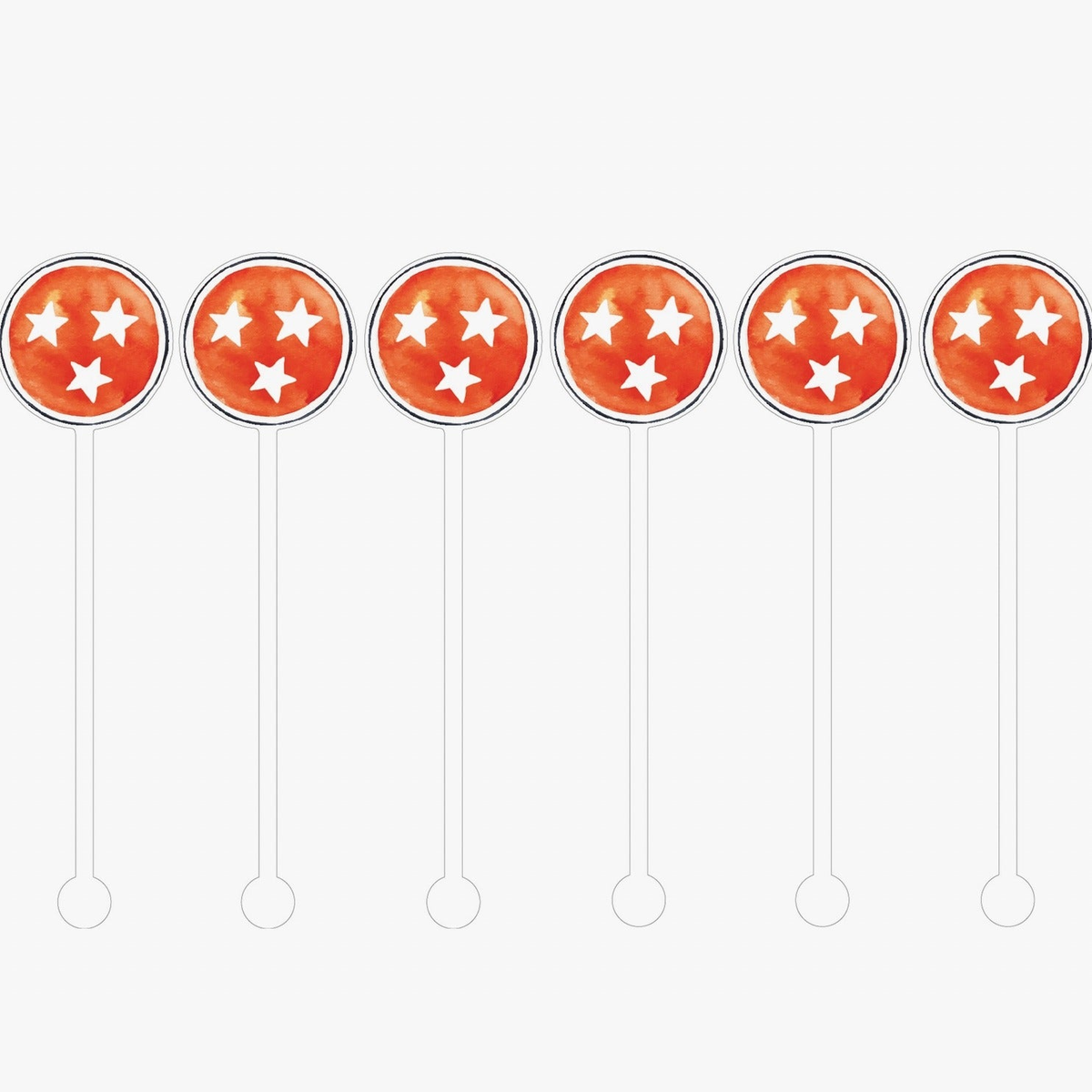 Orange Tri Stars Cocktail Stirrers - Barrel Down South
