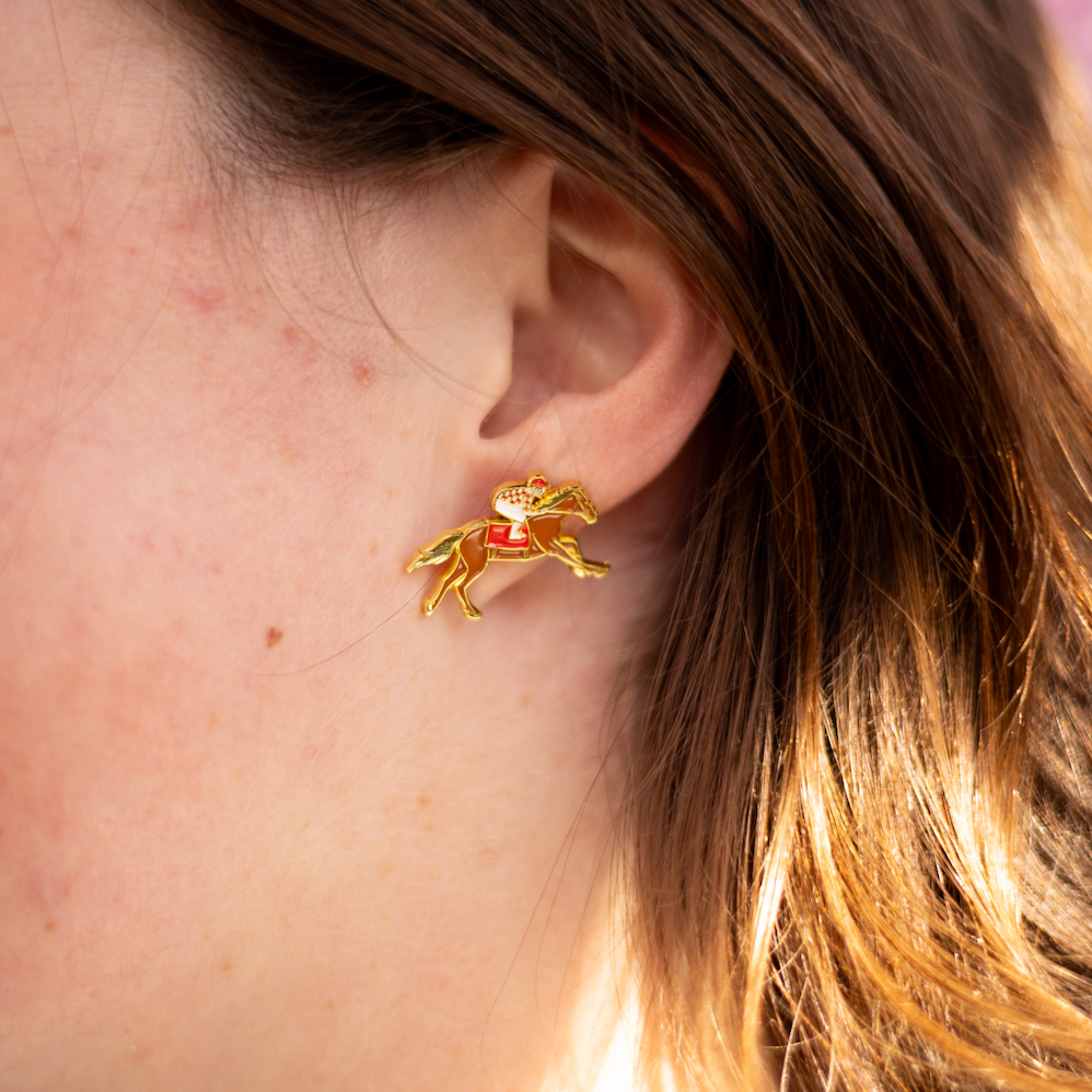 Race Horses Stud Earrings - Barrel Down South