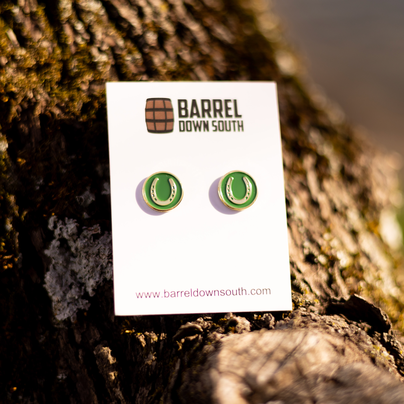 Green Horseshoe Stud Earrings - Barrel Down South