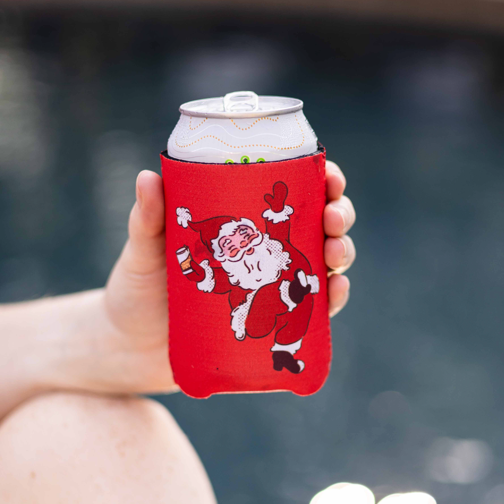 Santa Holding Bourbon Can Cooler - Barrel Down South