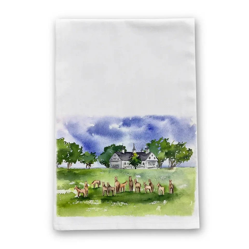 Horses around a Farm Tea Towel - Barrel Down South