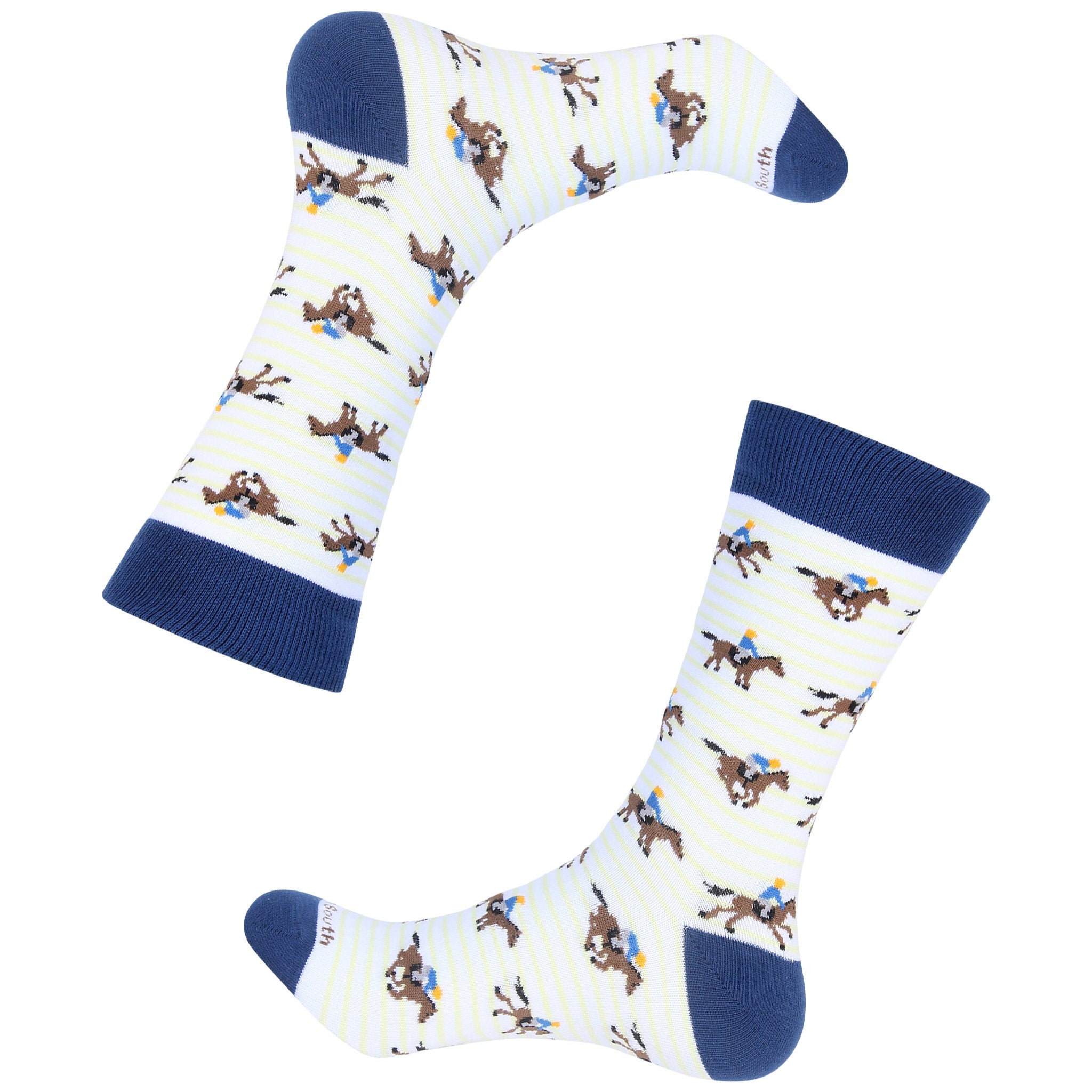 Navy/Yellow Striped Horse Racing Sock - Barrel Down South