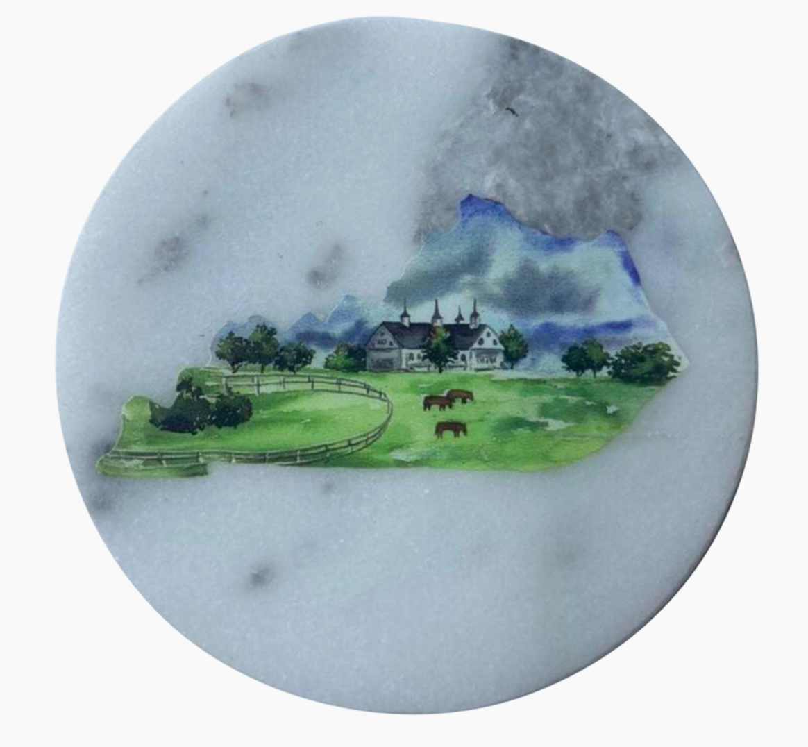 Kentucky Horse Farm Marble Coaster - Barrel Down South