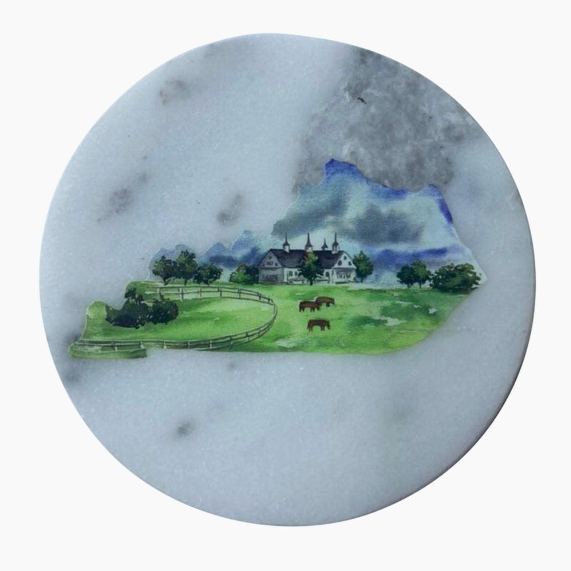 Kentucky Horse Farm Marble Coaster - Barrel Down South