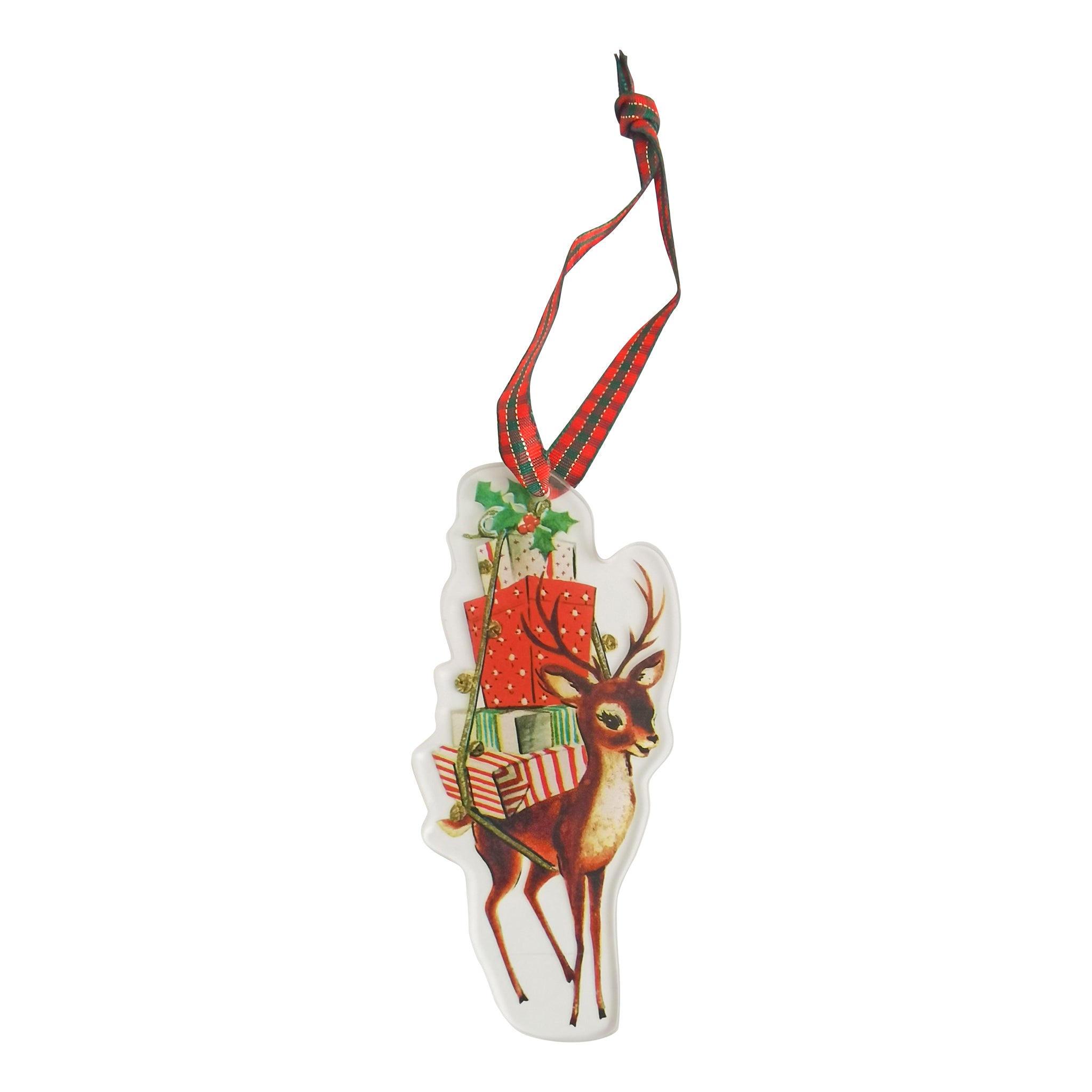 Barrel Down South Reindeer Carrying Gifts Ornament