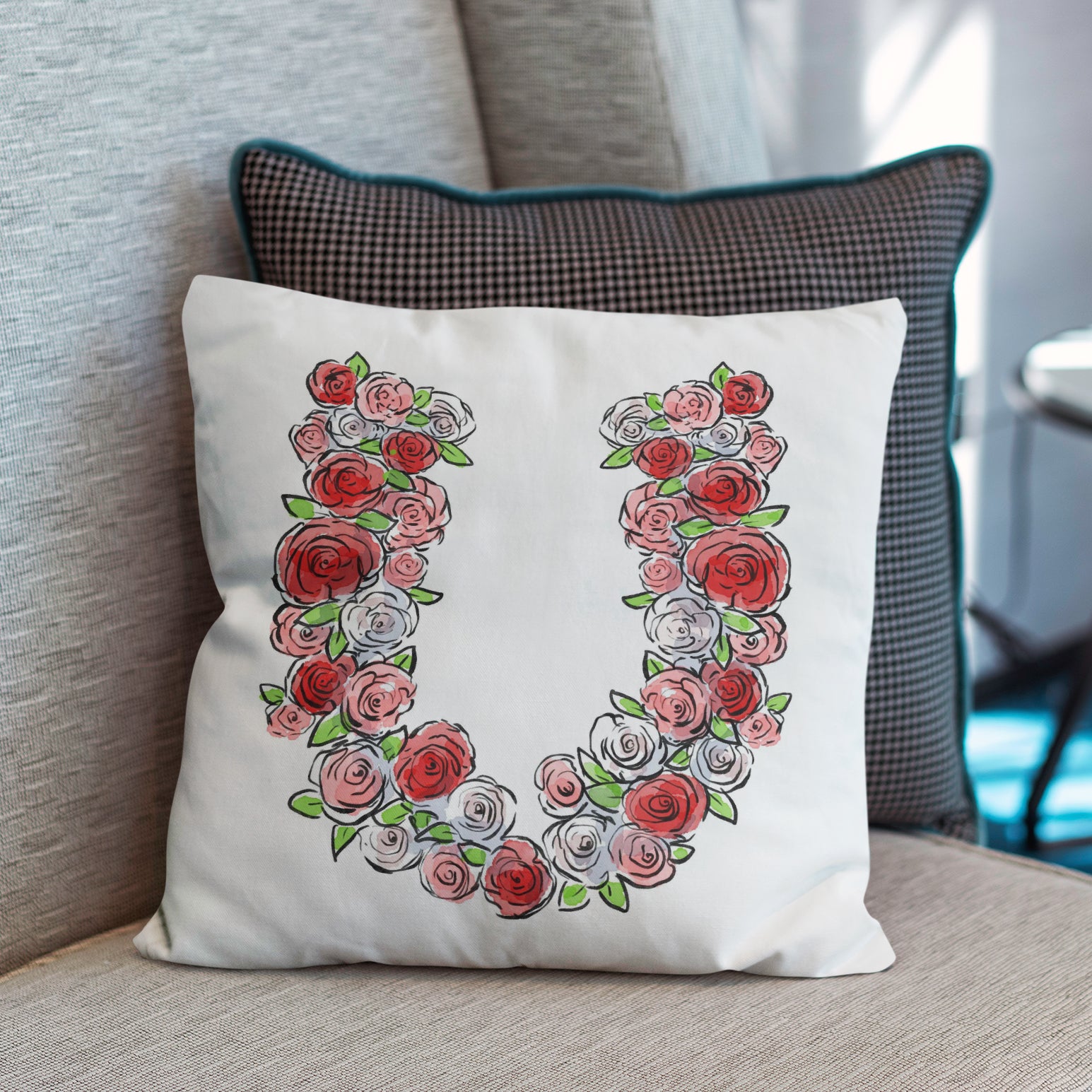 Barrel Down South Horseshoe Roses Horse Racing Pillow - Thumbnail 2