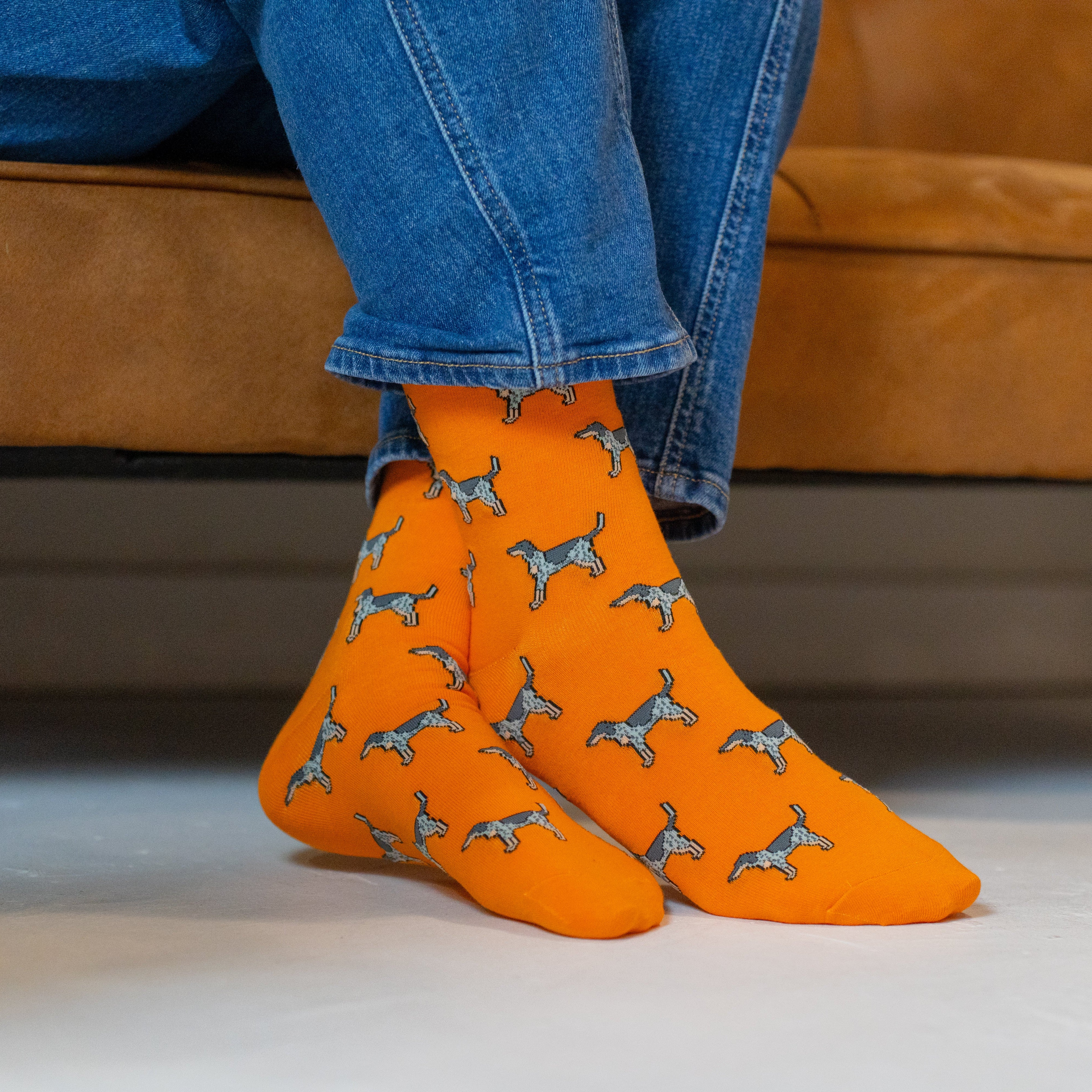Orange Coonhound Socks - Barrel Down South