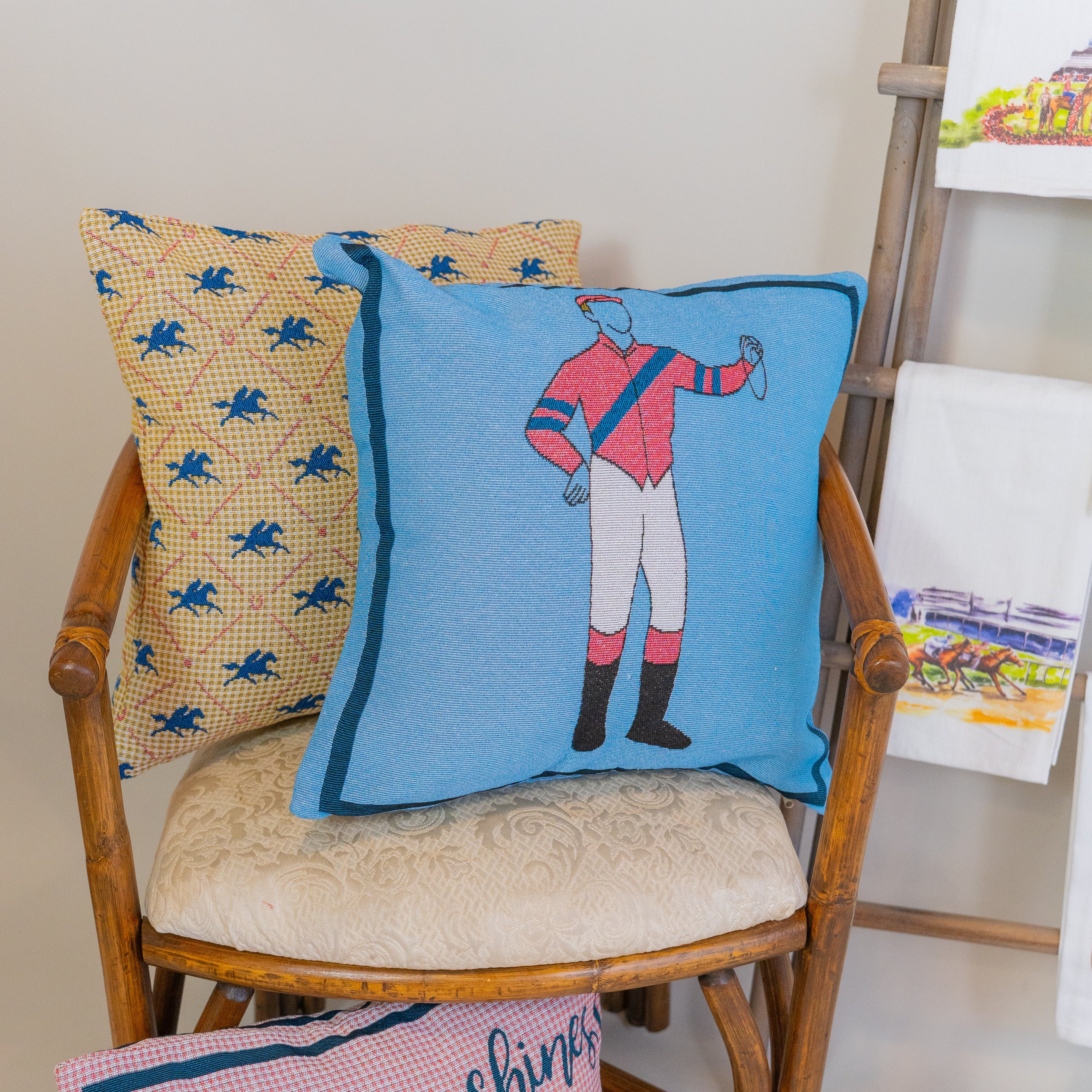 Standing Jockey Pillow - Blue - Barrel Down South