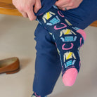 Black/Pink Horseshoe And Silks Sock - Barrel Down South