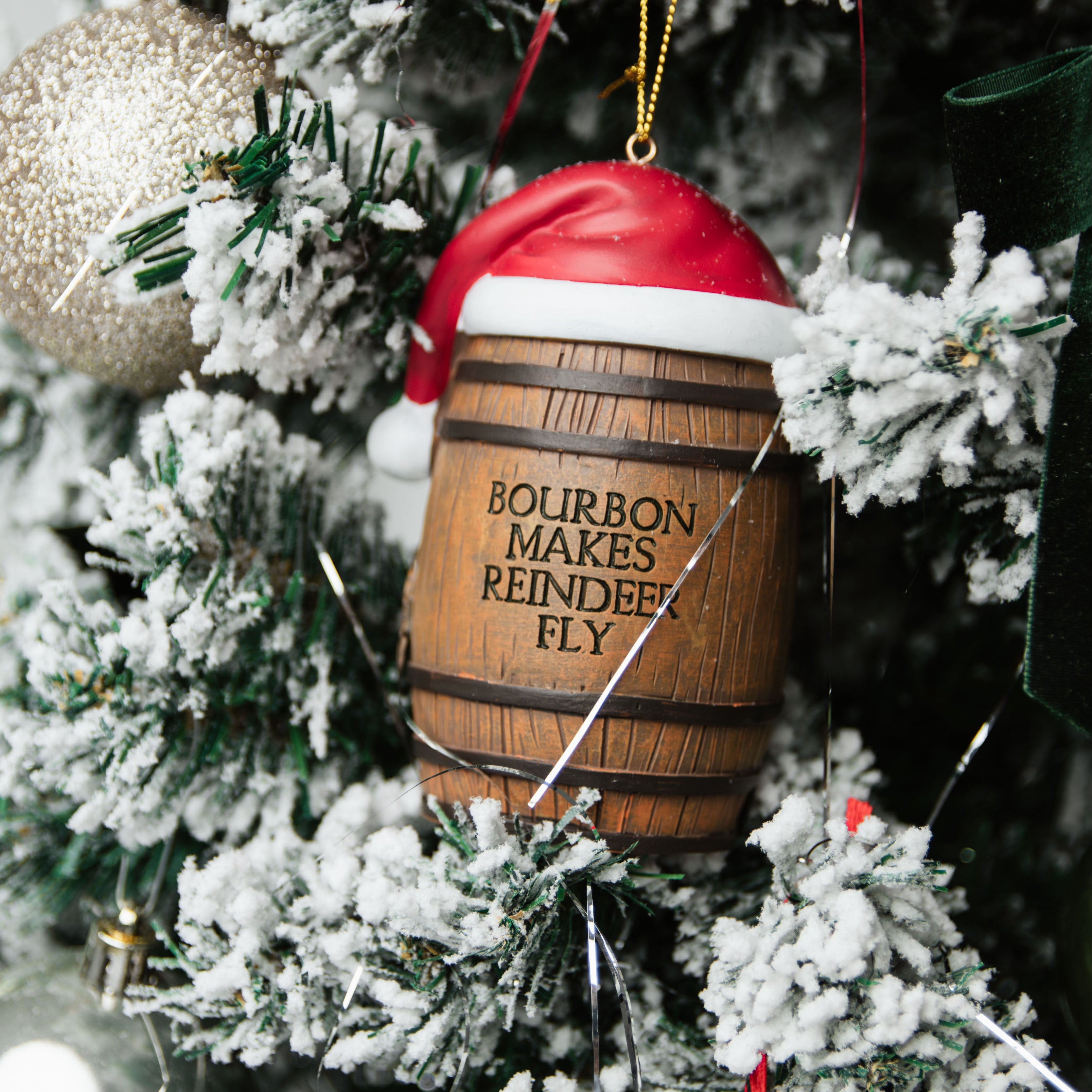 Bourbon Makes Reindeer Fly Barrel Ornament - Barrel Down South