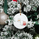 Santa Hand Holding Bourbon Ceramic Ornament - Barrel Down South