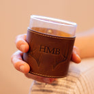 Custom Set of 2 Deer Antler Leather Wrapped Bourbon Whiskey Rocks Glasses - Barrel Down South