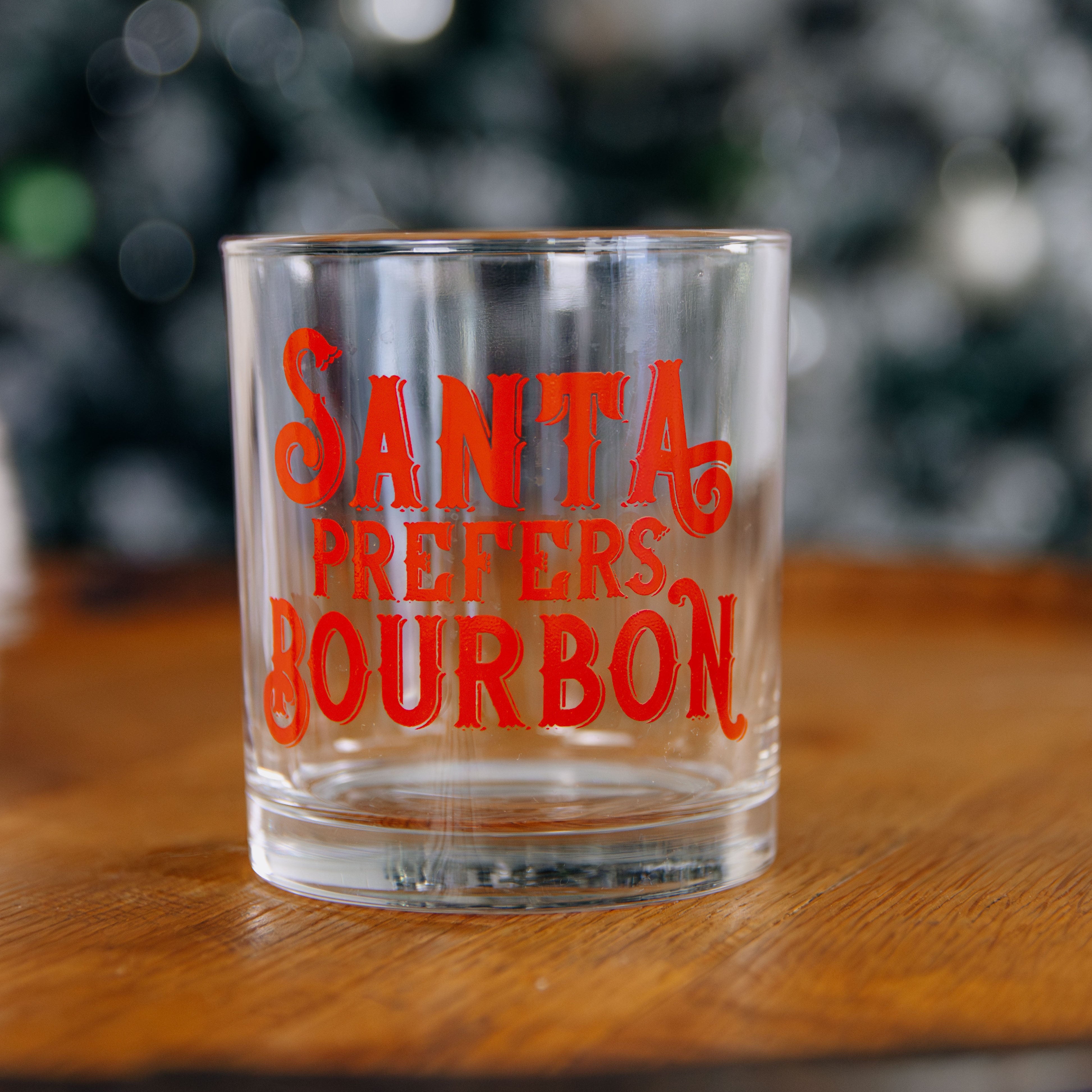 Santa Prefers Bourbon Christmas Rocks Glass - Barrel Down South