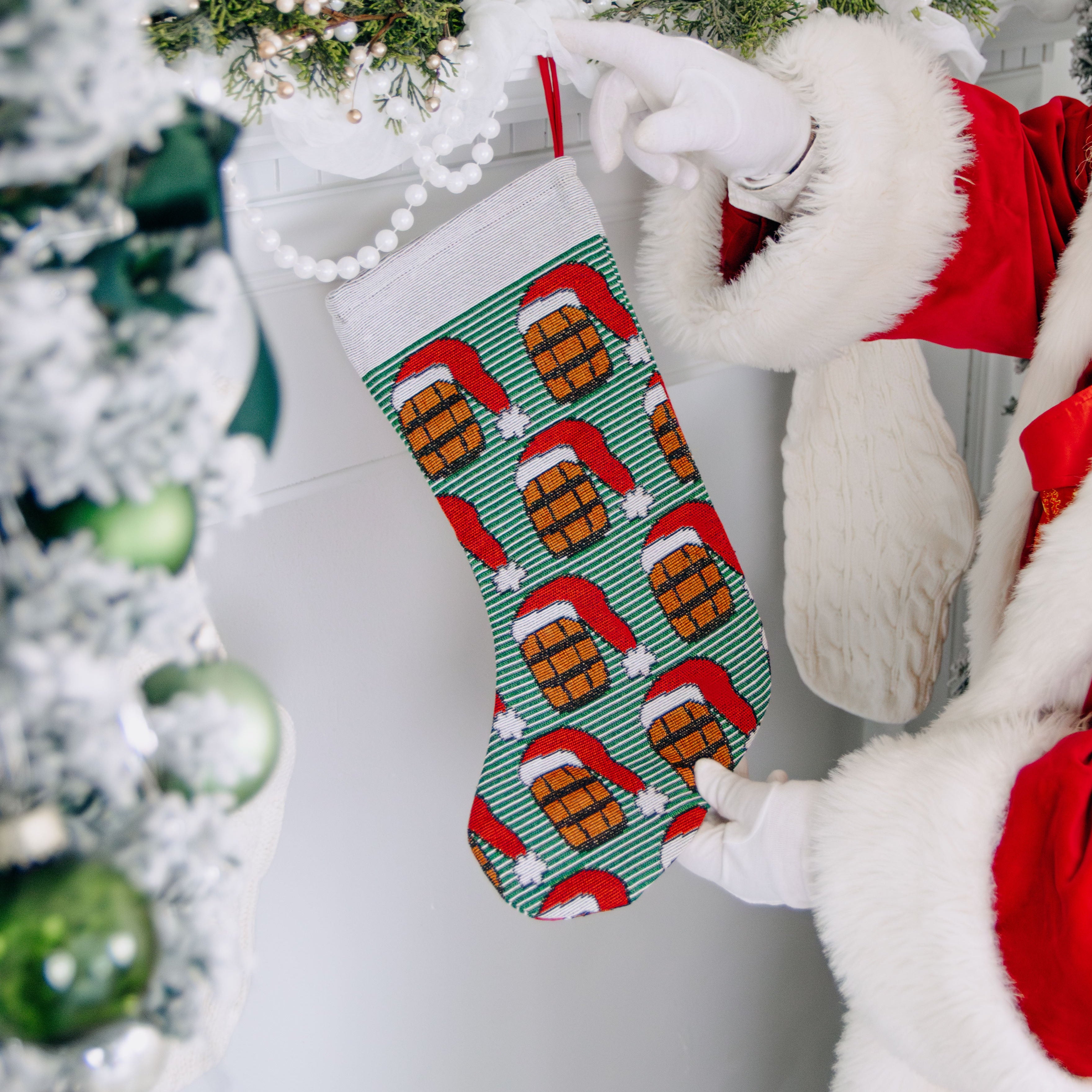 Green Stripe Bourbon Stocking - Thumbnail 2