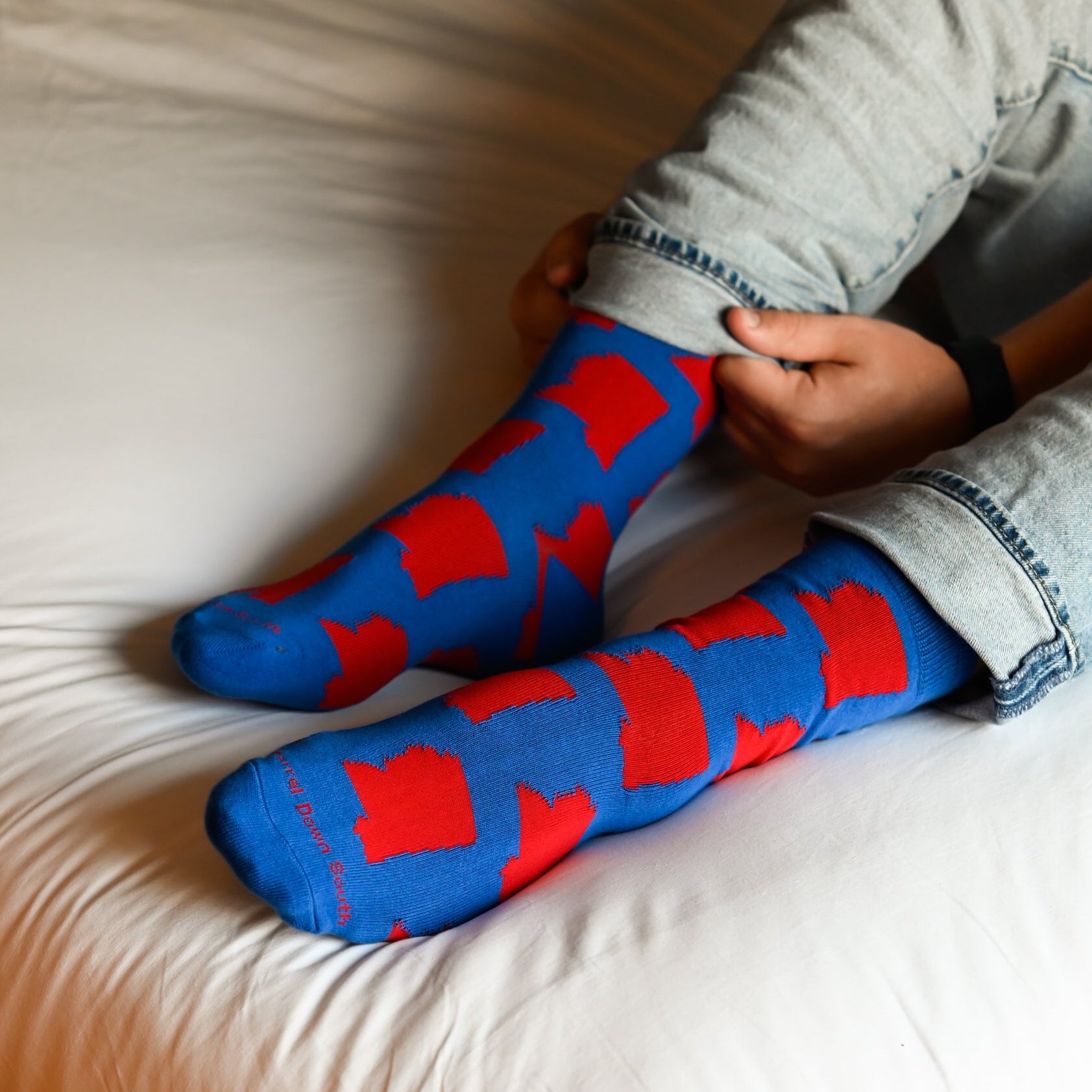 Blue/Red Mississippi State Shape Socks - Barrel Down South