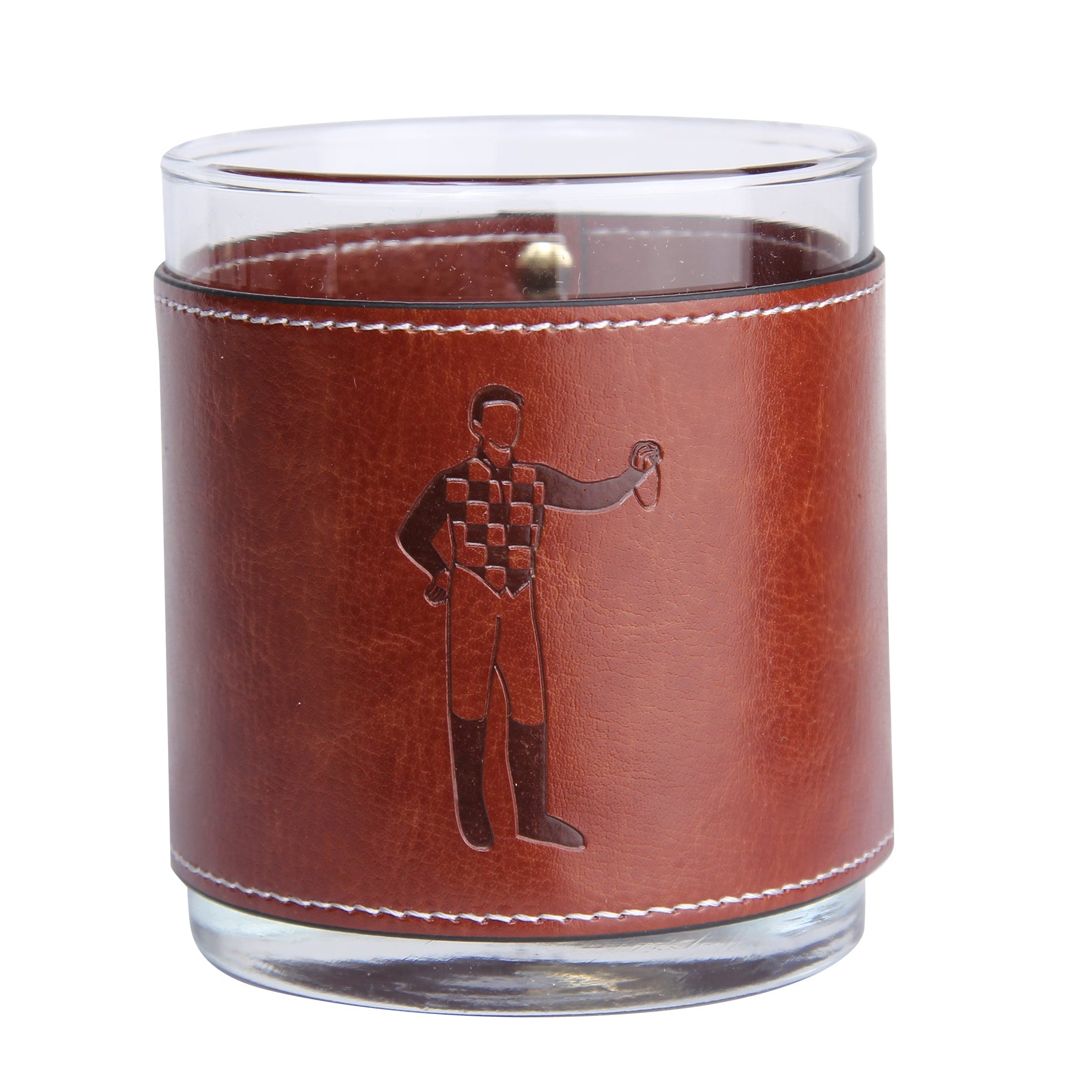 Standing Jockey Faux Leather Rocks Glass - Barrel Down South