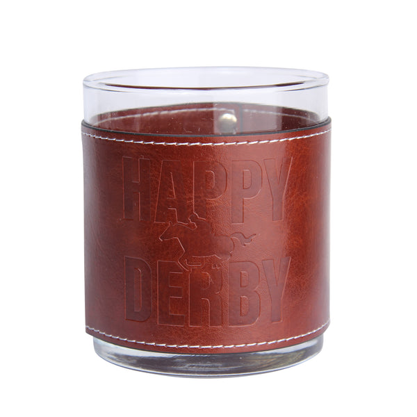 Happy Derby Faux Leather Rocks Glass