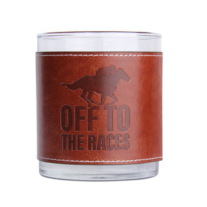 Off To The Races Faux Leather Rocks Glass