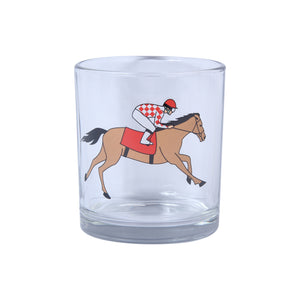 Running Horse Rocks Glass- Red