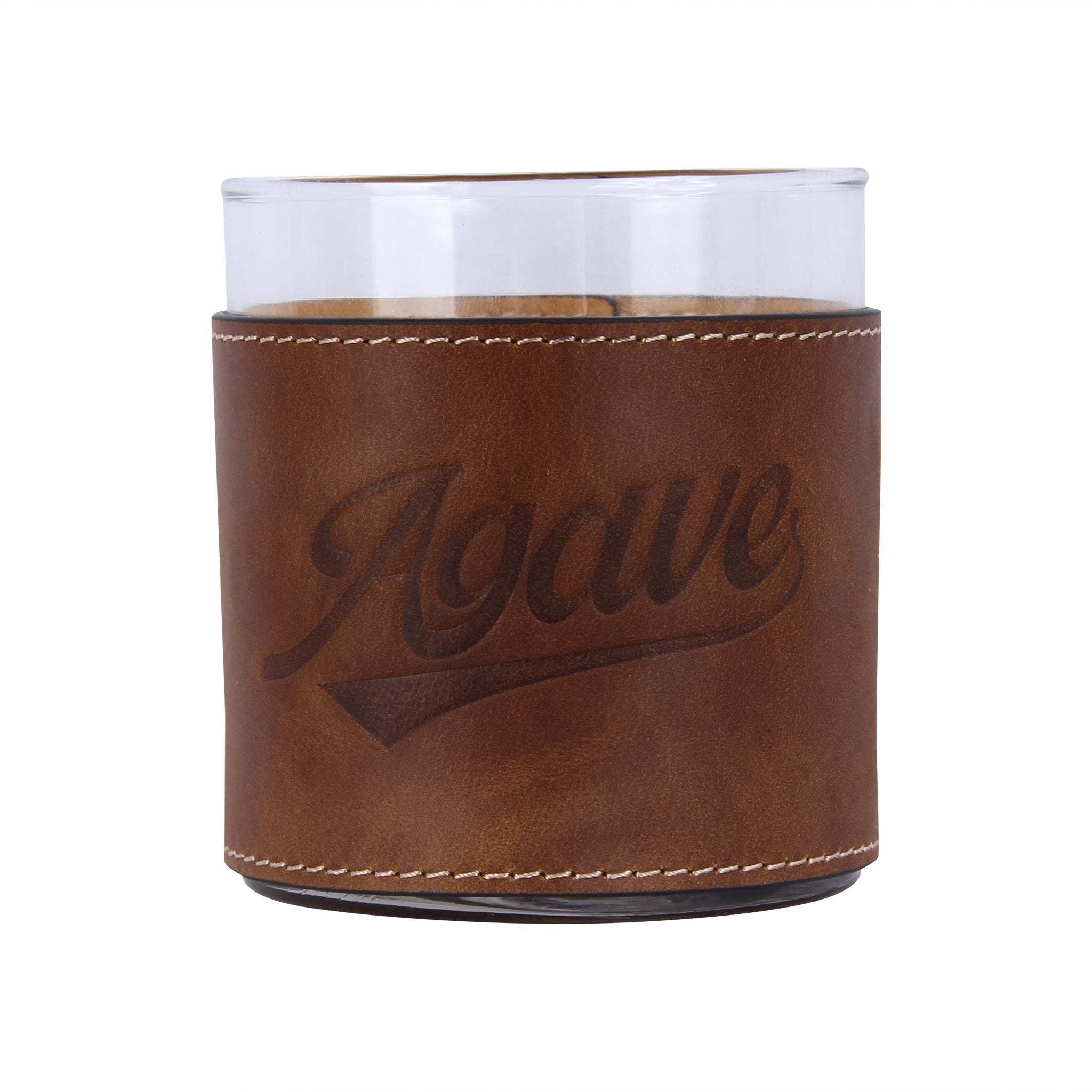 Agave Leather Rocks Glass