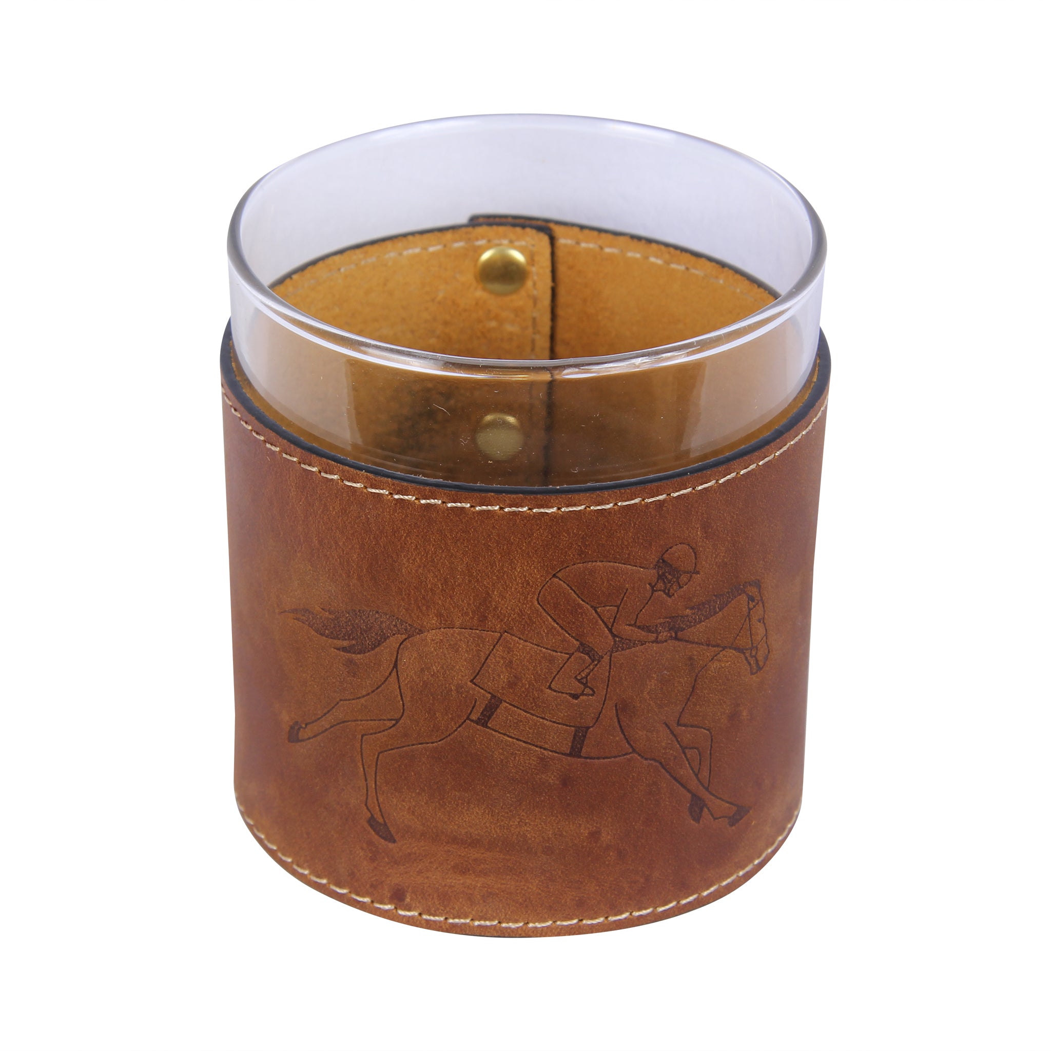 Running Horse Leather Rocks Glass