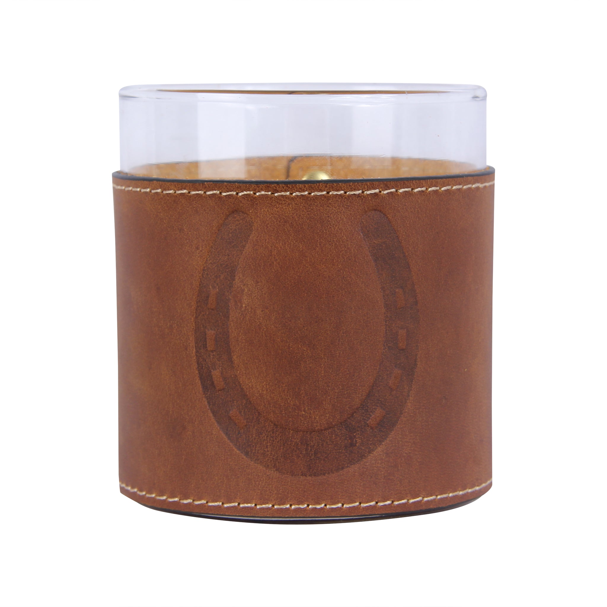 Horseshoe Leather Rocks Glass
