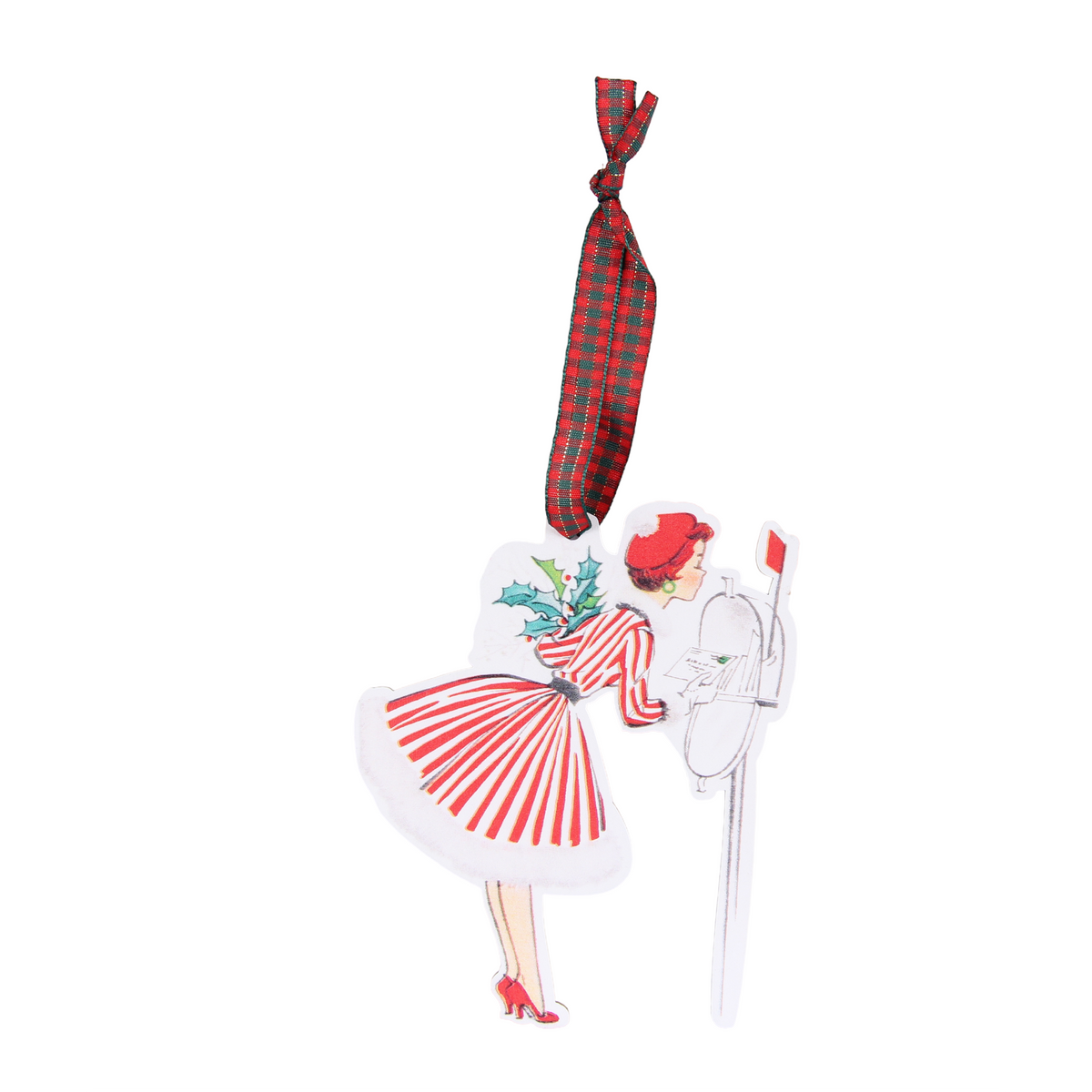 Vintage Woman Sending Holiday Mail Ornament - Barrel Down South