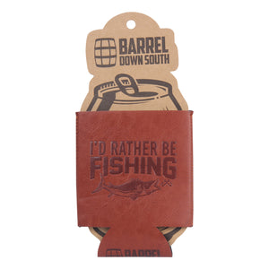 I'd Rather Be Fishing Faux Leather Can Cooler
