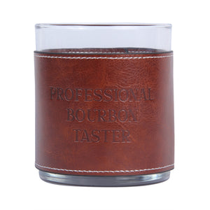 Professional Bourbon Taster Faux Leather Rocks Glass