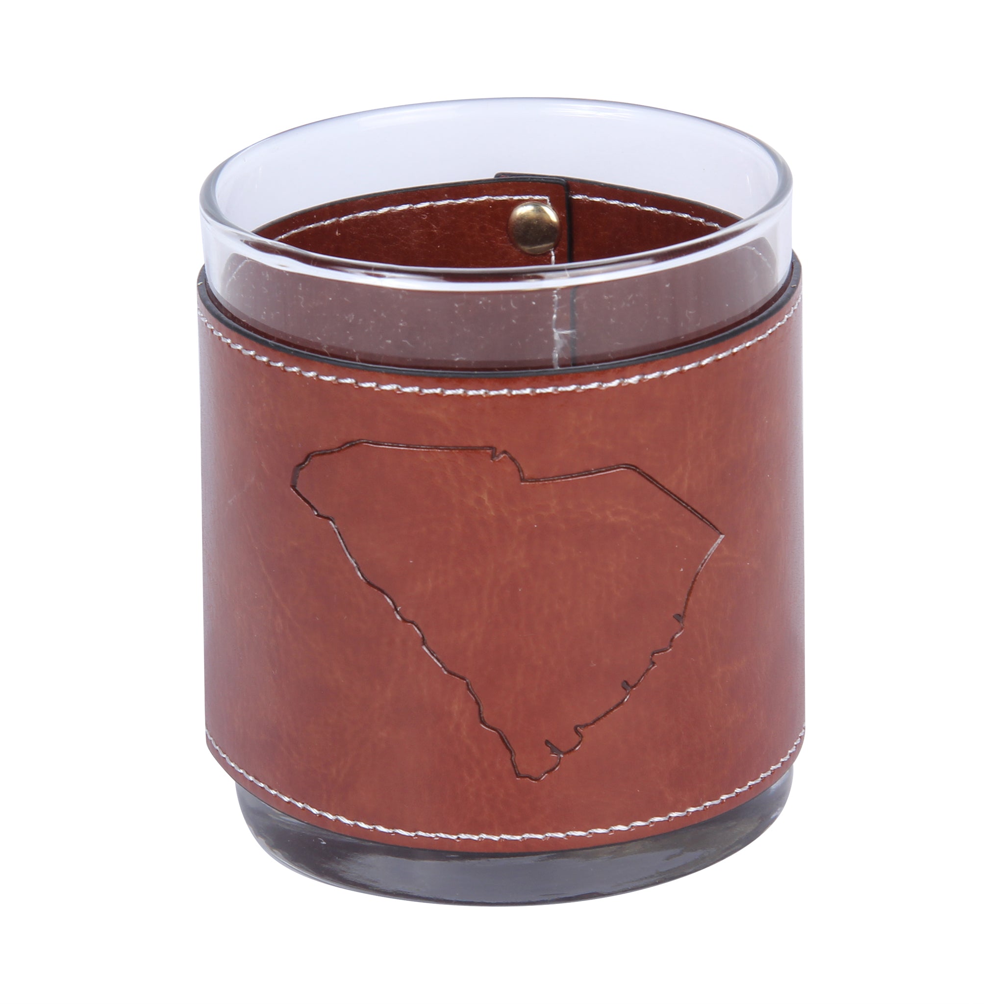 South Carolina Faux Leather Rocks Glass