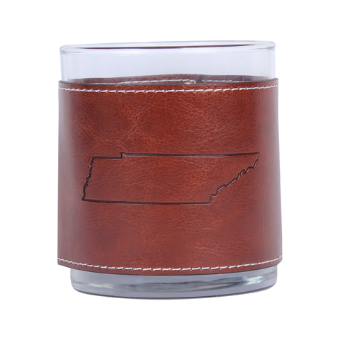 Tennessee Faux Leather Rocks Glass