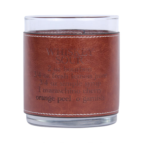 Whiskey Sour Recipe Faux Leather Rocks Glass
