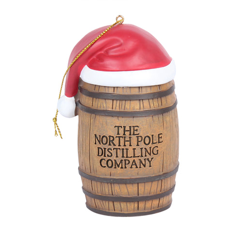 The North Pole Distilling Company Bourbon Barrel Ornament