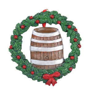Bourbon Barrel in Wreath Ornament