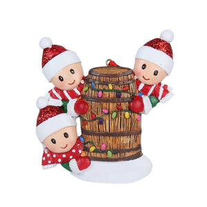 Customizable Bourbon Barrel Ornament- 3 People
