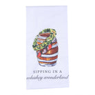 Sipping In A Whiskey Wonderland Wreath Tea Towel - Barrel Down South