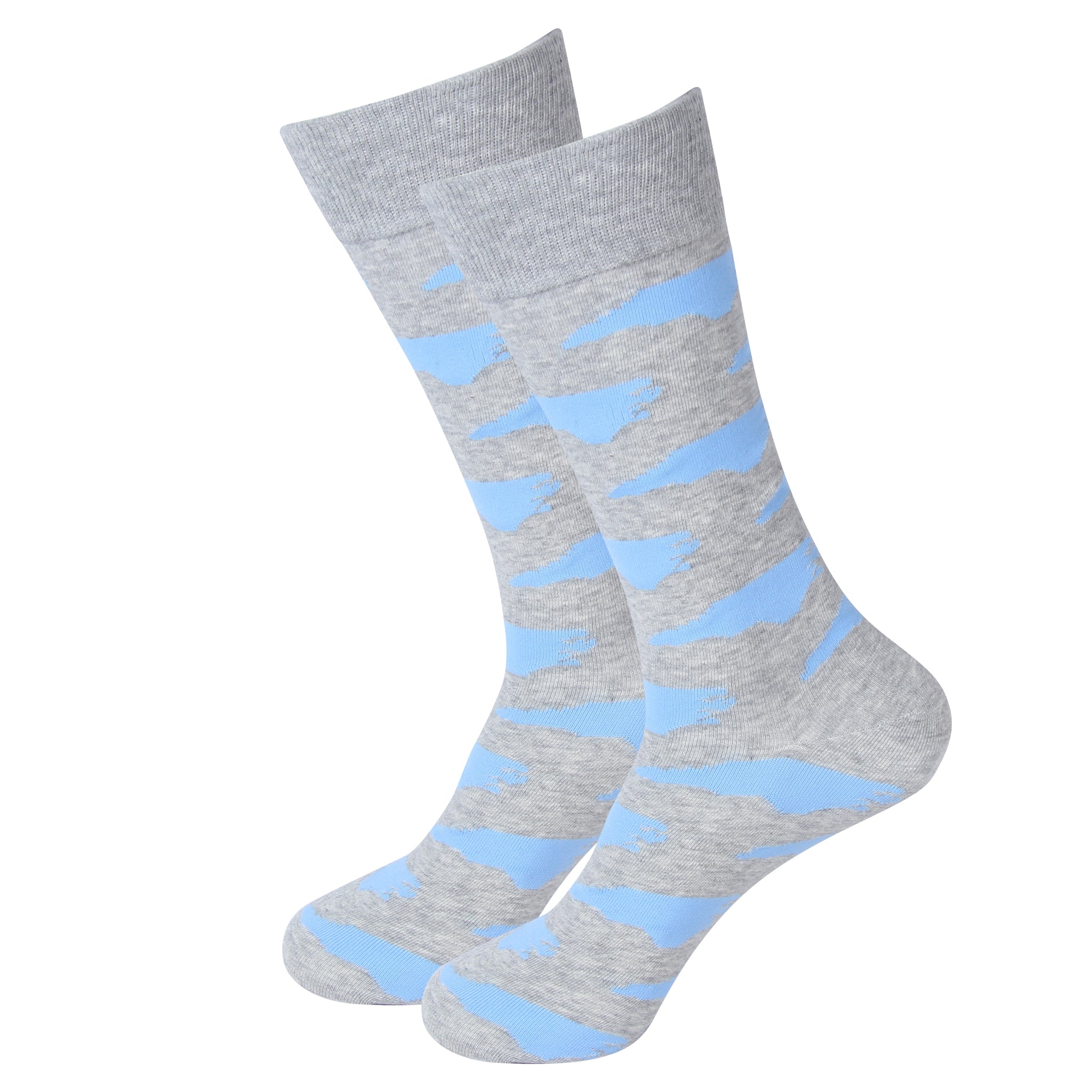 Grey/Blue North Carolina Shape Socks