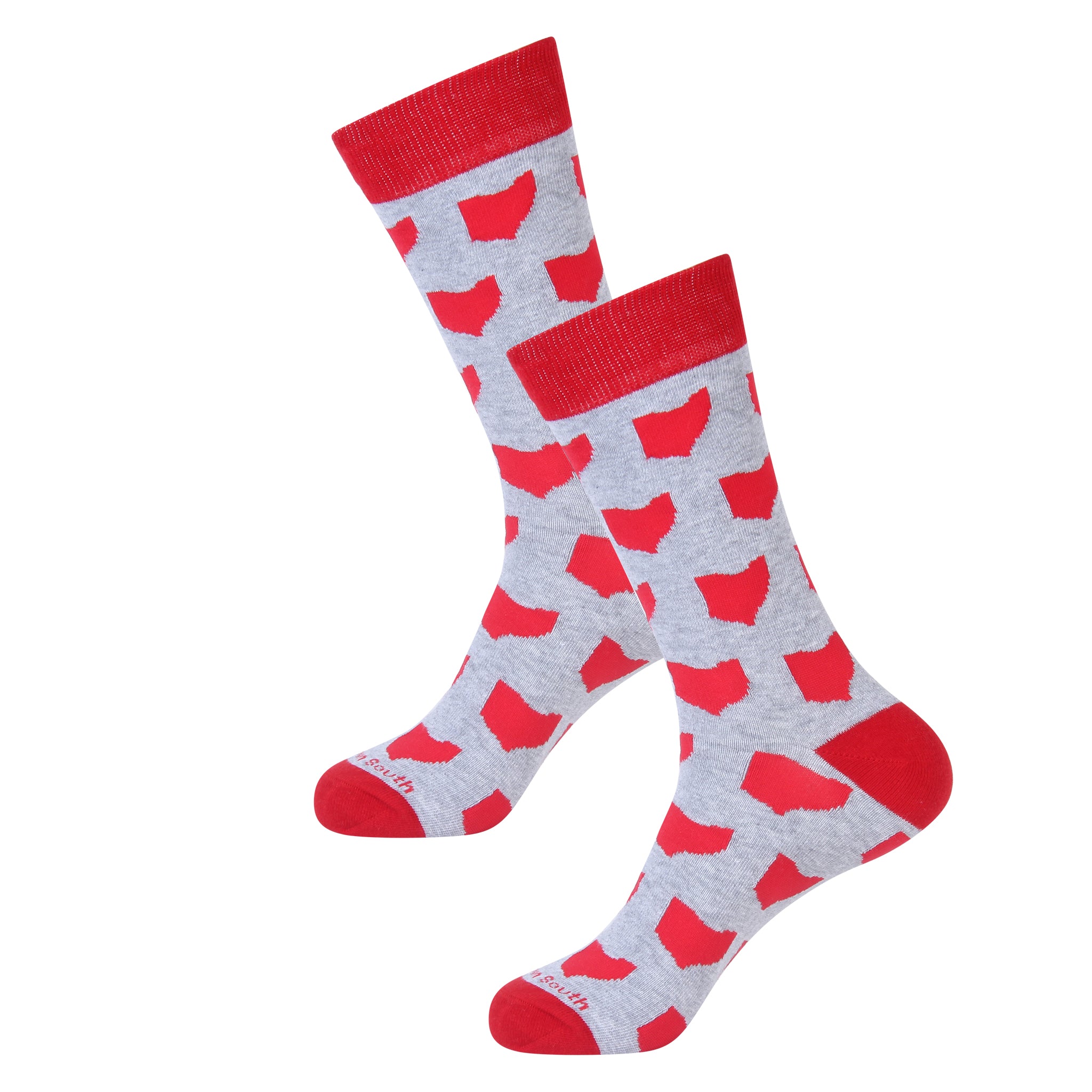 Grey/Red Ohio Shape Socks