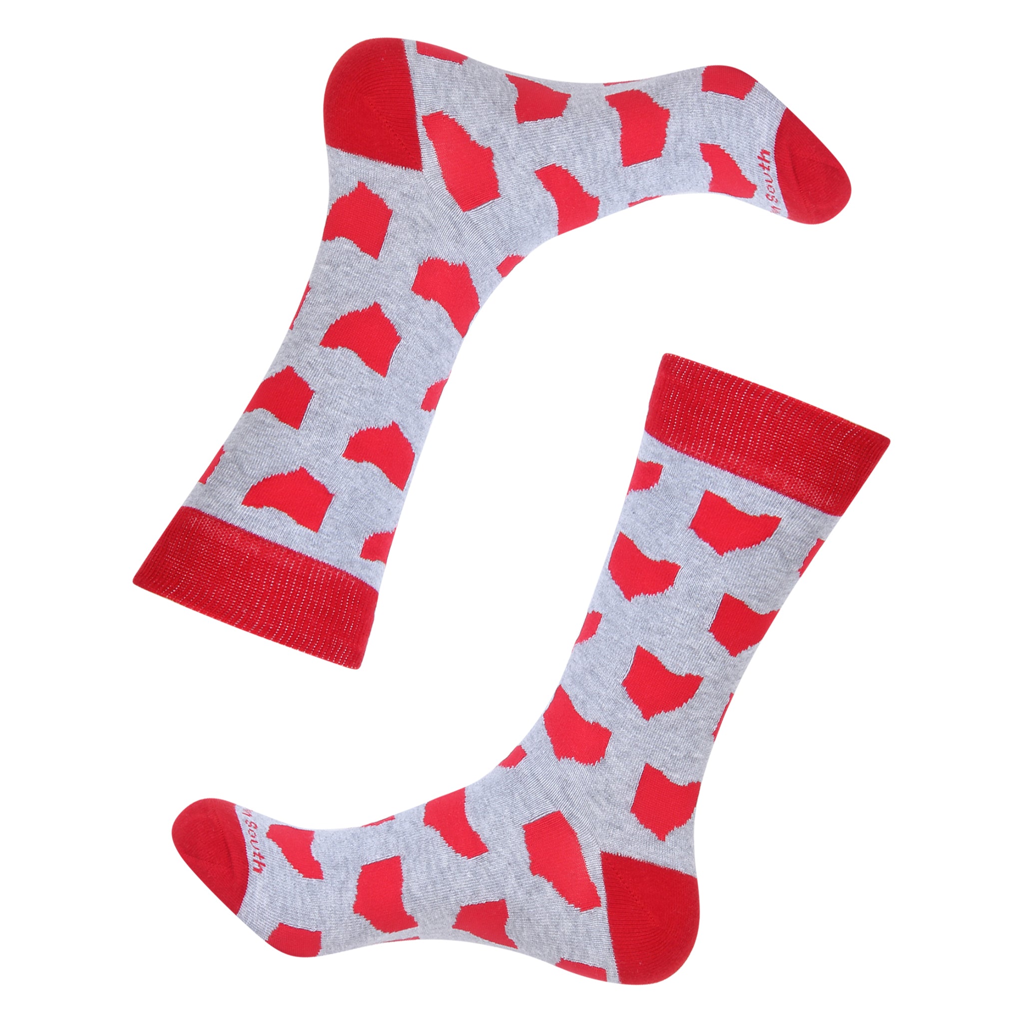 Grey/Red Ohio Shape Socks