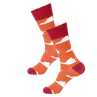 Maroon/Orange Stripe Virginia Shape Socks