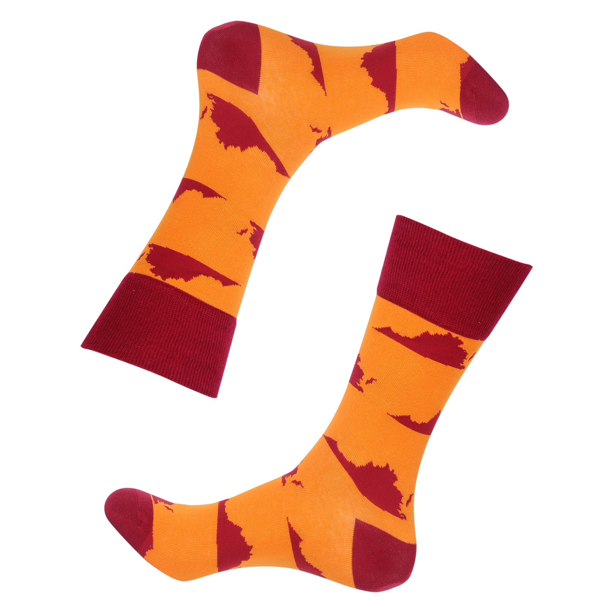 Orange/Maroon Virginia Shape Socks